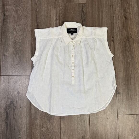 .Crew New Capitaine Shirt WMNS XS White Baird McNutt Irish Linen Short Sleeve - Picture 3 of 7